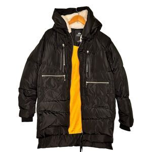 Orolay Women's Duck Down Puffer Winter Coat Black LARGE Fleece Lined Hood